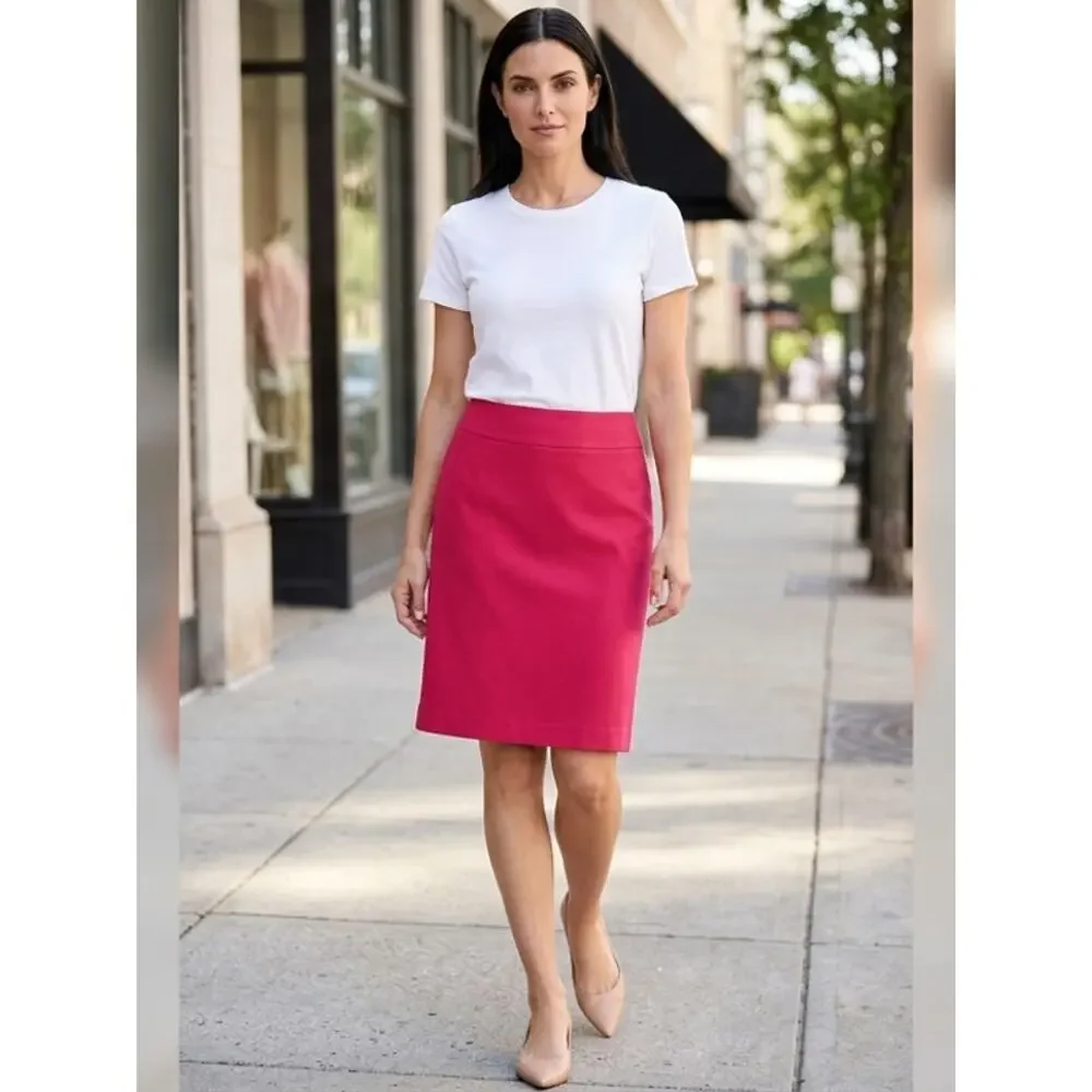 NWT Talbots Pink Pencil Knee Length Lined Skirt Women Size 2